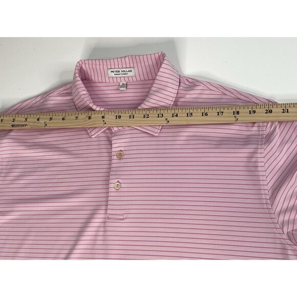 Peter Millar Summer Comfort Pink Bloom Heritage Stripe Golf Polo Mens XL Stretch - Picture 15 of 16